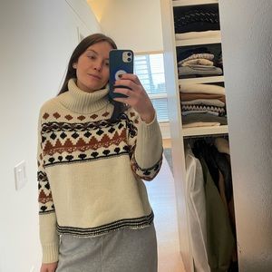 Anthropologie fair isle oversized boxy turtle neck sweater. Size S